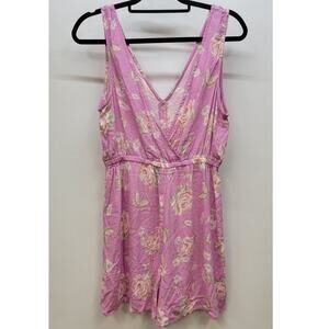 Nordstrom BP. High Waisted Sleeveless V-Neck Romper Pink Floral
